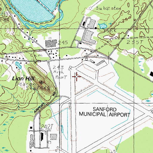 Topographic Map of South Sanford Census Designated Place, ME