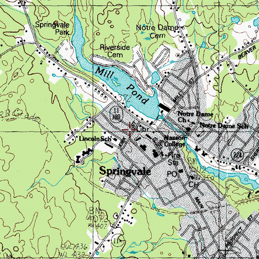 Topographic Map of Springvale Census Designated Place, ME