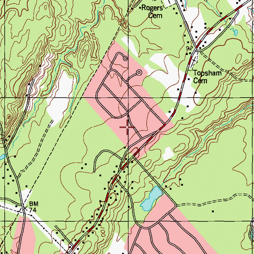 Topographic Map of Topsham Census Designated Place, ME