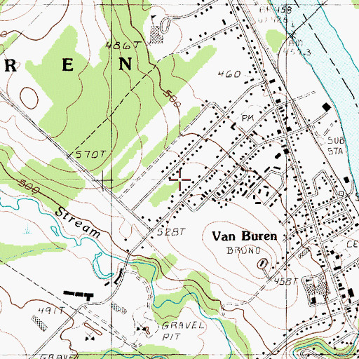 Topographic Map of Van Buren Census Designated Place, ME