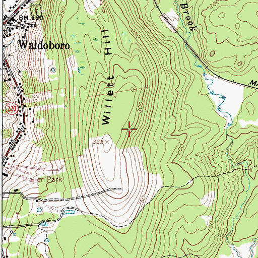 Topographic Map of Waldoboro Census Designated Place, ME