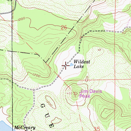 Topographic Map of Wildcat Lake, CA