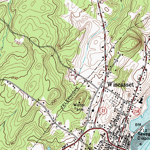 Topographic Map of Wiscasset Census Designated Place, ME