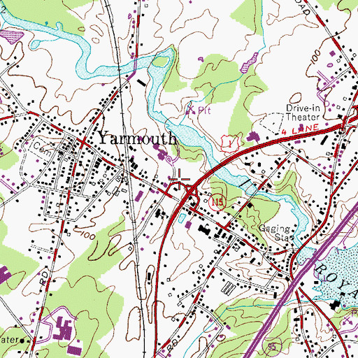 Topographic Map of Yarmouth Census Designated Place, ME