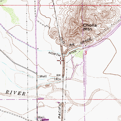 Topographic Map of Poston Railroad Station, AZ