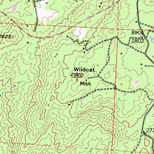 Topographic Map of Wildcat Mountain, CA