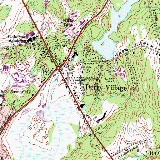 Topographic Map of Derry Census Designated Place, NH