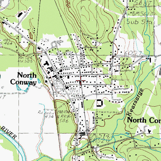 Topographic Map of North Conway Census Designated Place, NH