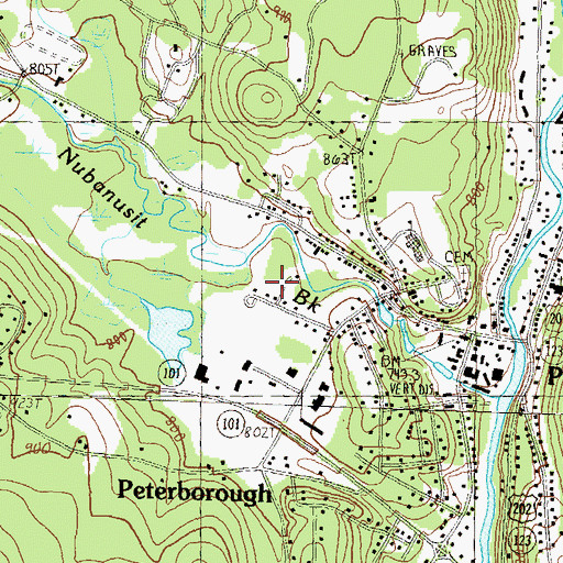 Topographic Map of Peterborough Census Designated Place, NH