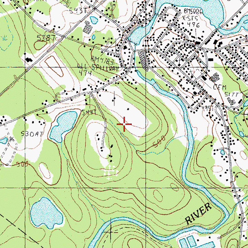 Topographic Map of Pittsfield Census Designated Place, NH