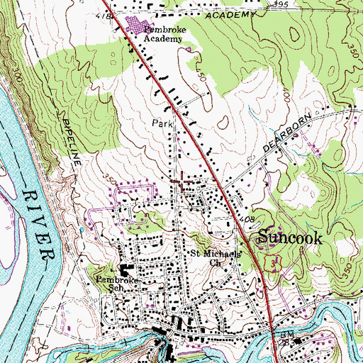 Topographic Map of Suncook Census Designated Place, NH