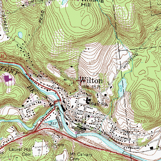 Topographic Map of Wilton Census Designated Place, NH