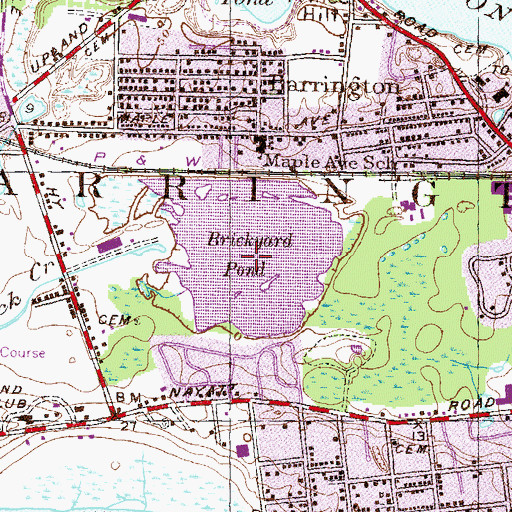 Topographic Map of Barrington Census Designated Place, RI