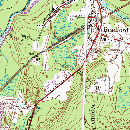 Topographic Map of Bradford Census Designated Place, RI
