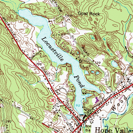 Topographic Map of Hope Valley Census Designated Place, RI