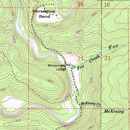 Topographic Map of Wilderness Lodge, CA