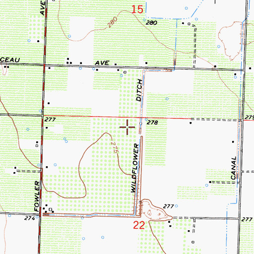 Topographic Map of Wildflower Ditch, CA