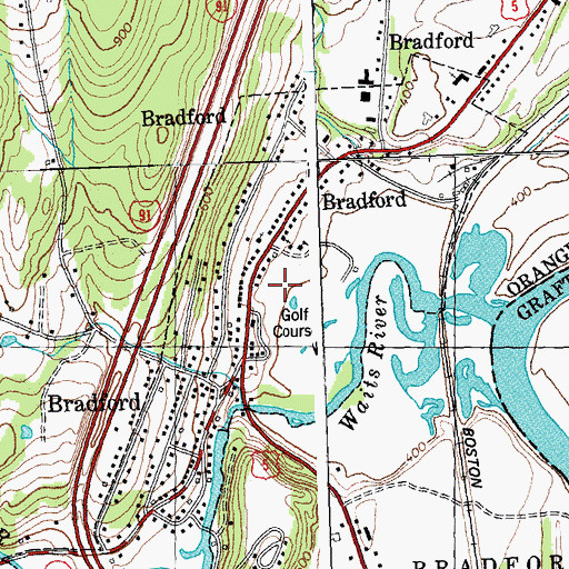 Topographic Map of Bradford Census Designated Place, VT