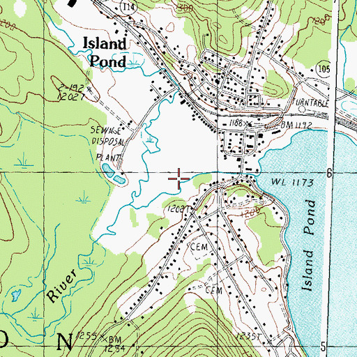 Topographic Map of Island Pond Census Designated Place, VT