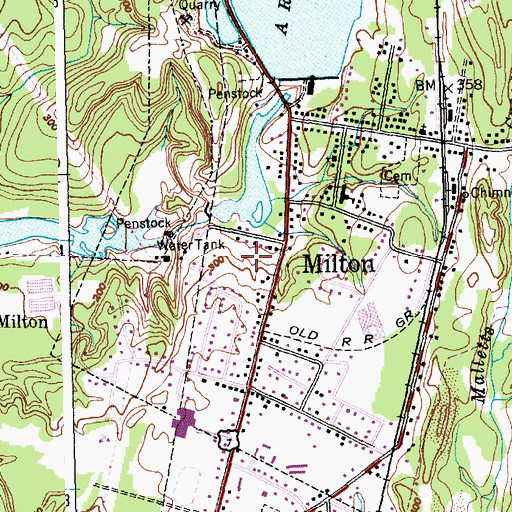 Topographic Map of Milton Census Designated Place, VT