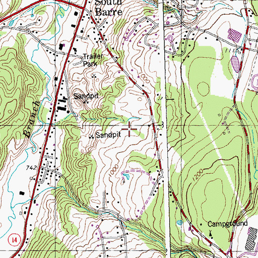Topographic Map of South Barre Census Designated Place, VT