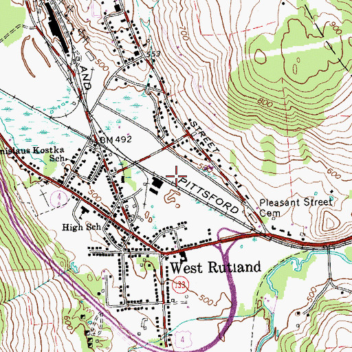 Topographic Map of West Rutland Census Designated Place, VT