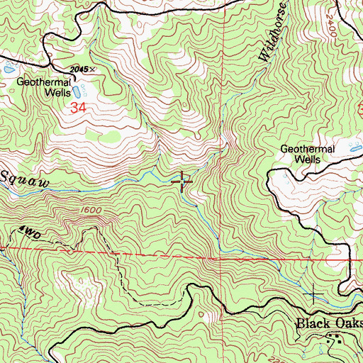 Topographic Map of Wildhorse Creek, CA
