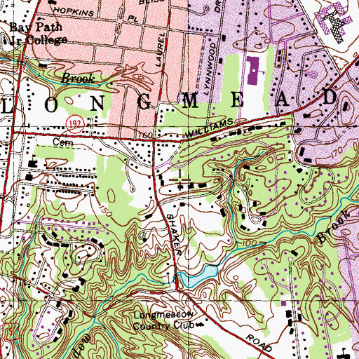 Topographic Map of Longmeadow Census Designated Place, MA