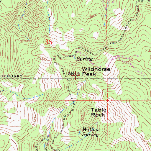 Topographic Map of Wildhorse Peak, CA