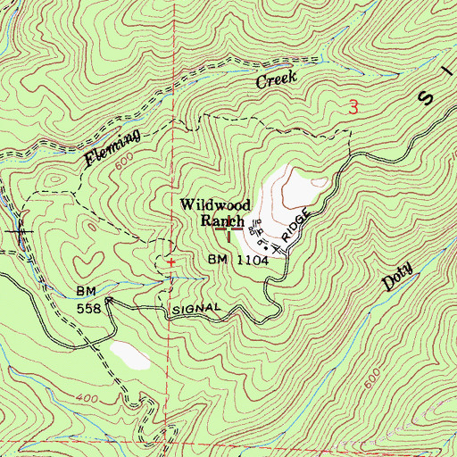 Topographic Map of Wildwood Ranch, CA