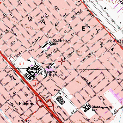 Topographic Map of San Fernando Valley Division, CA