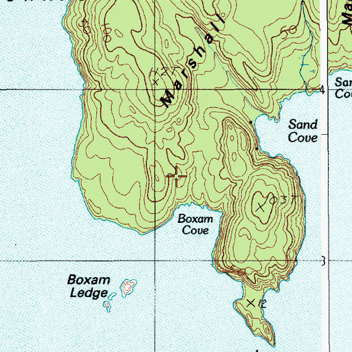 Topographic Map of Unorganized Territory of Marshall Island, ME