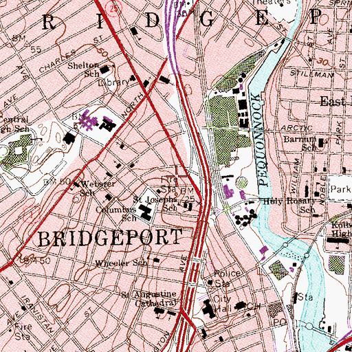 Topographic Map of City of Bridgeport, CT