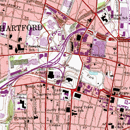 Topographic Map of City of Hartford, CT