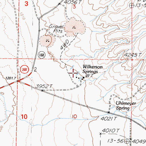 Topographic Map of Wilkerson Springs, CA