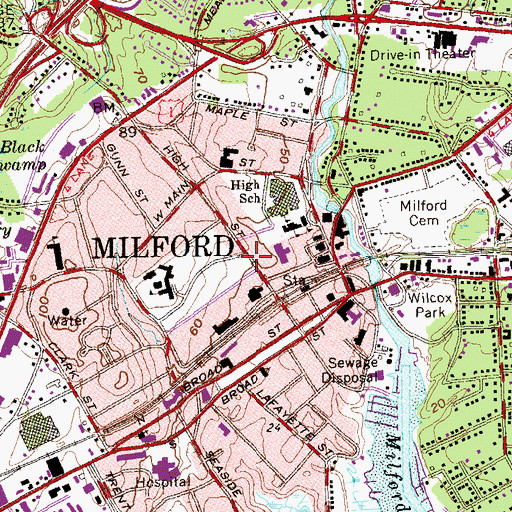 Topographic Map of City of Milford (balance), CT