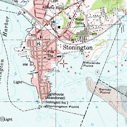 Topographic Map of Borough of Stonington, CT