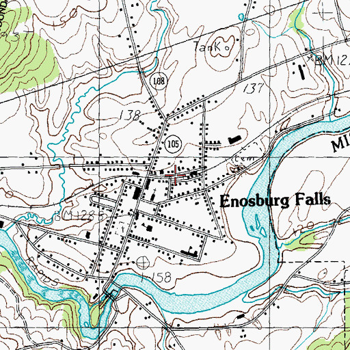 Topographic Map of Village of Enosburg Falls, VT