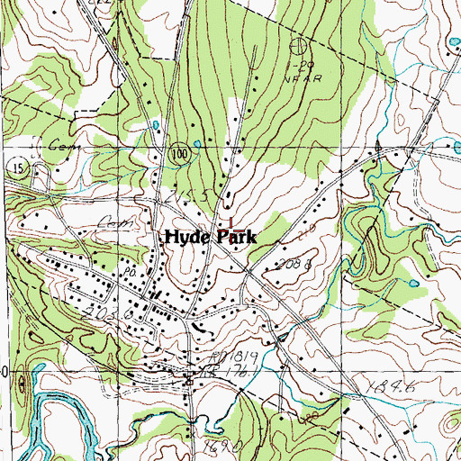 Topographic Map of Village of Hyde Park, VT