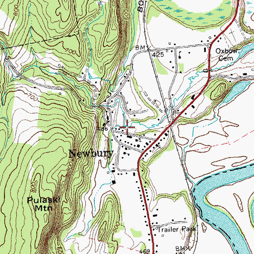 Topographic Map of Village of Newbury, VT