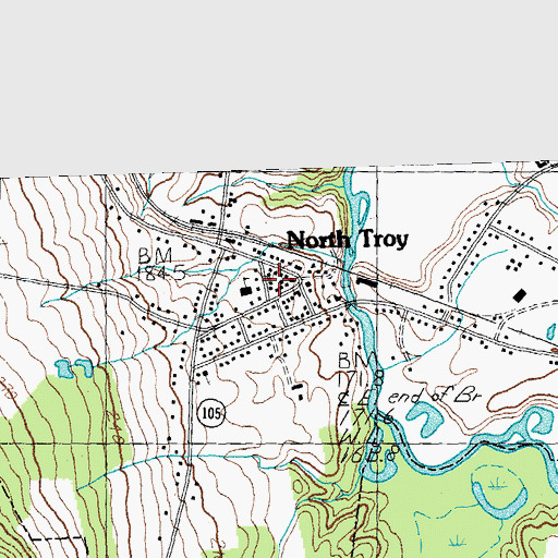 Topographic Map of Village of North Troy, VT