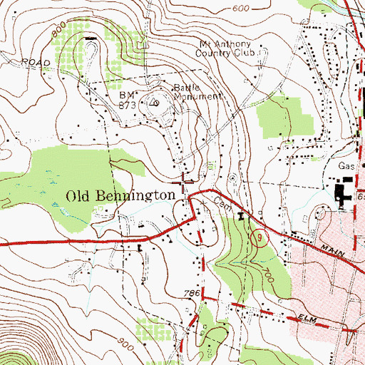 Topographic Map of Village of Old Bennington, VT