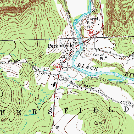 Topographic Map of Village of Perkinsville, VT