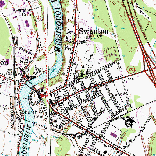 Topographic Map of Village of Swanton, VT