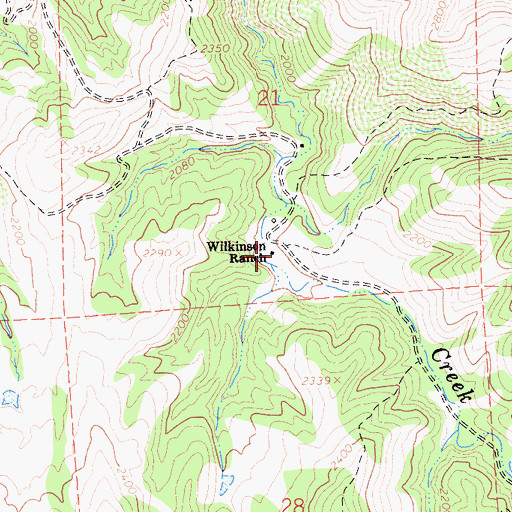 Topographic Map of Wilkinson Ranch, CA