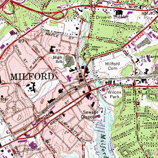 Topographic Map of City of Milford, CT