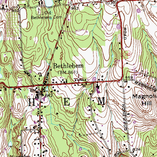 Topographic Map of Bethlehem Village Census Designated Place, CT