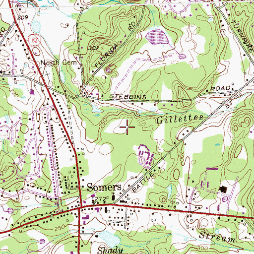 Topographic Map of Somers Census Designated Place, CT