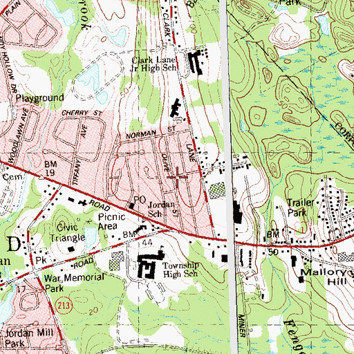 Topographic Map of Waterford Census Designated Place, CT