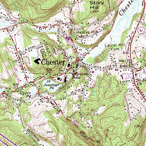 Topographic Map of Chester Center Census Designated Place, CT